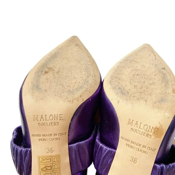 Malone Souliers Mira Metallic Leather Mule Pump Iris size 36 US6 - Picture 8 of 9